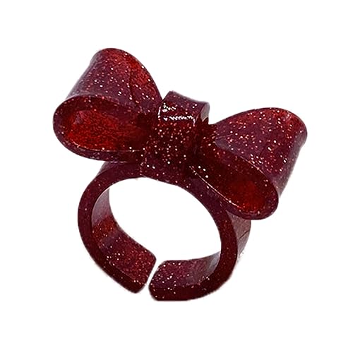 BABYVIVA Ringe für Damen, Schleifenringe, bunte Harzringe, verstellbar, offen, Retro-Stil, ästhetischer Ring, Schmuck, Geschenk für Frauen und Mädchen, As shown in the figure, Acryl von BABYVIVA