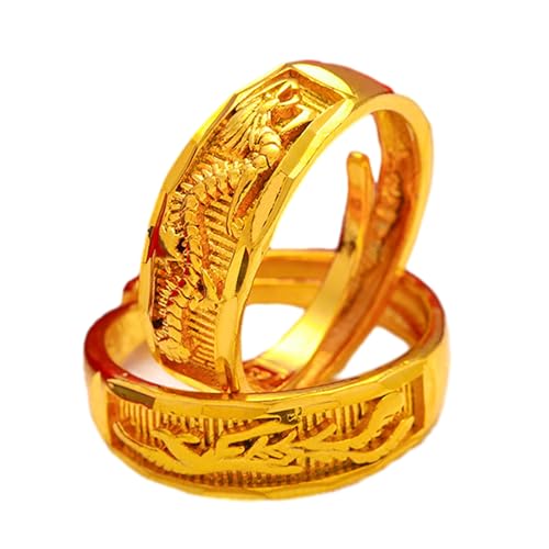 BABYVIVA Ringe für Frauen, Drachen und Phönix-Paar-Schmuckanhänger, stilvolle Drachen und Phönix-Paarringe, traditionelle Fingerringe für Männer und Frauen, Split ring, Metall von BABYVIVA