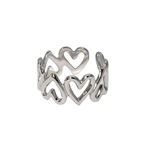 BABYVIVA Ringe für Frauen, hohles Herz, Liebe, schön, verstellbar, modisch, einfach, offen, Statement-Schmuck für Damen und Mädchen, As shown in the figure, Edelstahl von BABYVIVA