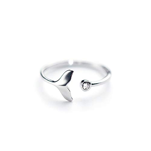 BABYVIVA Ringe für Frauen, schlichter Walschwanz, einfarbiges Band, solide, verstellbar, offen, romantisch, Schmuck, Geschenk, Fisch-Ohrring, empty, Silber von BABYVIVA