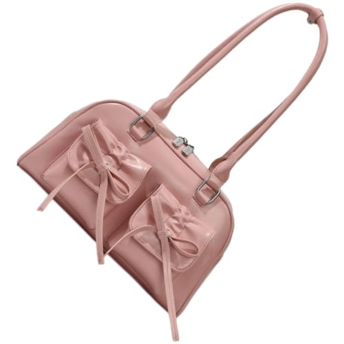 BABYVIVA Schultertasche für Damen, mit Schleife, einfarbig, Achseltasche für Mädchen, Damen, modische Taschen, Lederhandtasche, 1, As shown in the picture (error 1-3cm) von BABYVIVA