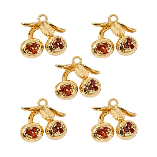 BABYVIVA Set Von 5 Zirkonsteinen Kirschen/Granatapfelcharm Für Armband Halskette Fruchtförmige Anhängerschmuckzubehör Machen Accessoires von BABYVIVA
