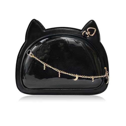 BABYVIVA Tasche für Damen, 2023 Schultertasche für Mädchen und Frauen, vielseitige süße Katzen-Crossbody-Tasche, JK-Uniform, modisch, trendig, Kettentasche, Schwarz , As shown in the picture (error von BABYVIVA