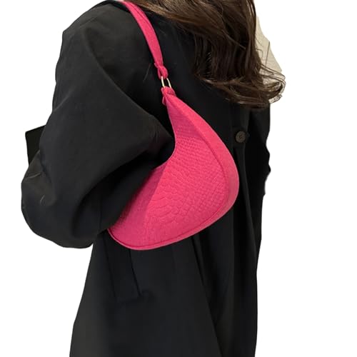 BABYVIVA Tasche für Damen, 2024 Achseltasche, Filz, Schultertaschen für Mädchen, Frauen, Halbmondtasche, Unterarmtasche, Handtasche, hot pink, As shown in the picture (error 1-3cm) von BABYVIVA