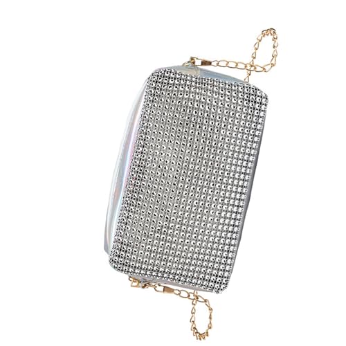 BABYVIVA Tasche für Damen, 2024 Crossbody-Tasche, Strass, Abendtasche, Münzgeldbörse, Geldbeutel, Hochzeit, Party, Clutch, Cocktail, Abschlussball, Handtasche mit Kette, silber, 17*10.5*7cm von BABYVIVA