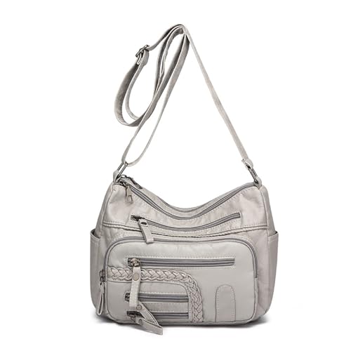 BABYVIVA Tasche für Damen, 2024 Umhängetasche, vielseitige trendige Ledertasche, mehrere Fächer, Crossbody-Tasche für Mädchen, Frauen, vielseitige modische PU-Tasche, grau, As shown in the picture von BABYVIVA