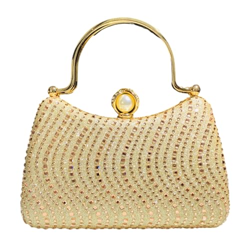 BABYVIVA Tasche für Damen, Abend-Clutch, elegante Clutch, Handtasche, modisch, Strass, Clutch, Geldbörse, Abendtasche für Partys, champagnerfarben, As shown in the picture (error 1-3cm) von BABYVIVA