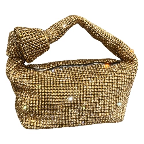 BABYVIVA Tasche für Damen, Abendtasche, modische Clutch, Geldbörse, Handtasche, Strass, Clutch, Hochzeit, Party, Geldbörse, Unterarmtasche für Bankette, gold, 22*12*12cm von BABYVIVA