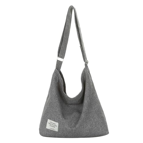 BABYVIVA Tasche für Damen, Canavs-Tasche, lässige Umhängetasche, Canavs, Umhängetasche, Reißverschluss, verstellbarer Schultergurt für die Schule, hellgrau, 33*31*8cm von BABYVIVA