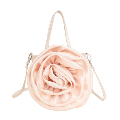 BABYVIVA Tasche für Damen, Clutch, 3D-Rosenform, Handtasche für Damen, modisch, Bankett, Abschlussball, Hochzeit, Abendtasche, Umhängetasche, champagnerfarben, As shown in the picture von BABYVIVA