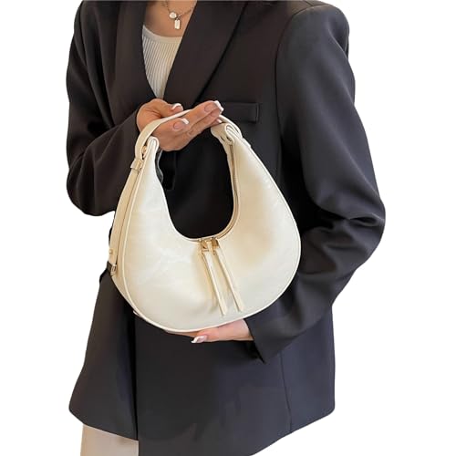 BABYVIVA Tasche für Damen, Damentasche Halbmond Achseltasche PU Leder Schultertasche Mode Handtasche Einfache Unterarmtasche Shopping Dating Tasche für den täglichen Gebrauch, beige, As shown in the von BABYVIVA