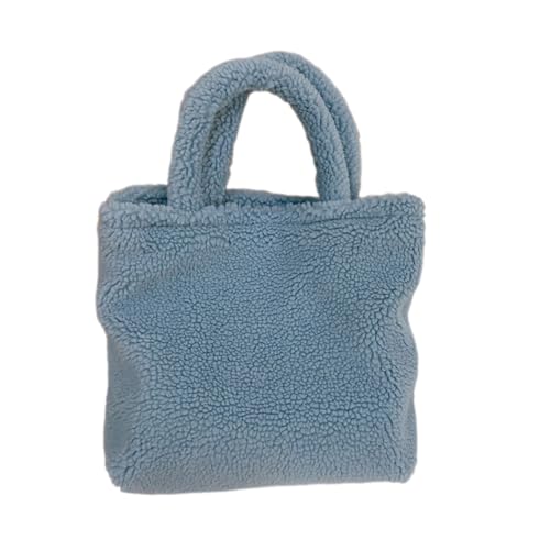 BABYVIVA Tasche für Damen, Einkaufstasche für den Winter, Plüschtasche, großes Fassungsvermögen, vielseitige Handtasche für Mädchen, Damen, einfarbig, trendige Taschen, hellblau von BABYVIVA