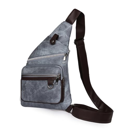 BABYVIVA Tasche für Damen, Herren und Damen, PU-Leder, Schultertasche, Tagesrucksack, mehrere Reißverschlusstaschen, wasserdichte Brusttasche, blau, Error (1-3cm) von BABYVIVA