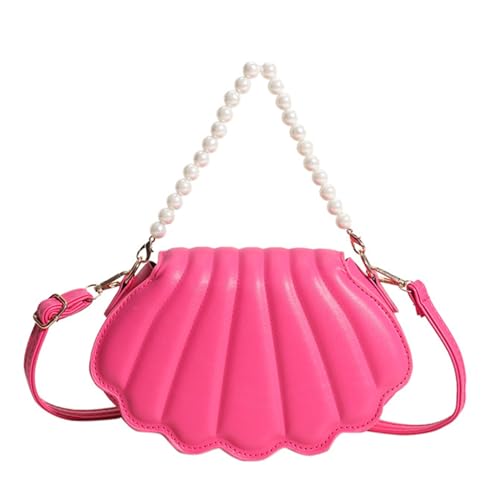 BABYVIVA Tasche für Damen, Perlenkette, Handtasche, modische Muscheln, Abendtasche, trendige Schultertasche, Crossbody-Tasche, Mädchen, passend für Mädchen, hot pink, 21*14*6.5cm von BABYVIVA