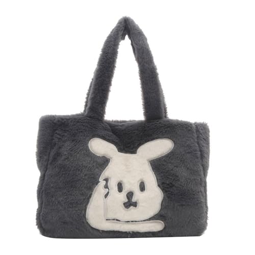 BABYVIVA Tasche für Damen, Plüsch-Schultertaschen, niedliche Handtaschen, große Kapazität, Unterarmtasche, Cartoon-Tiertaschen zum Einkaufen, grau, As shown in the picture von BABYVIVA