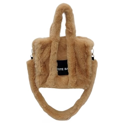 BABYVIVA Tasche für Damen, Plüsch-Umhängetasche, Damen-Handtasche, Dame, Herbst, Winter, Kuriertasche, große Kapazität, Crossbody-Tasche, Einkaufstasche, camel, Reference picture information von BABYVIVA