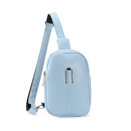 BABYVIVA Tasche für Damen, Schultertasche für Damen, Umhängetasche, Brusttaschen, PU-Leder, Umhängetasche, klein, lässig, für Reisen, Schule und Arbeit, blau, Reference picture information von BABYVIVA