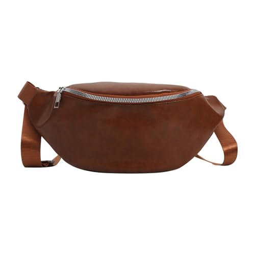 BABYVIVA Tasche für Damen, Vintage-Stil, PU-Leder, Bauchtasche, große Kapazität, einfarbig, Gürteltasche, Brusttasche für Mädchen, vielseitige Umhängetasche, hellbraun, 34*0.5*15cm von BABYVIVA