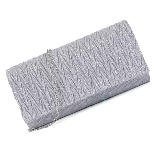 BABYVIVA Tasche für Damen, elegante Umschlag-Clutch mit abnehmbarem Kettenriemen, Cocktail-Party, Abendtasche für Damen, silber, As shown in the picture (error 1-3cm) von BABYVIVA