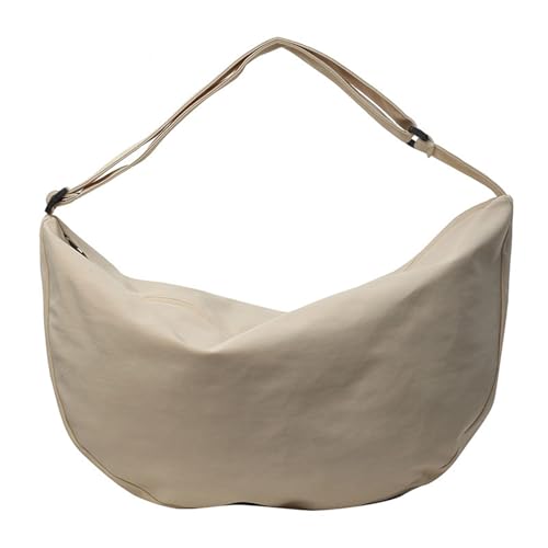 BABYVIVA Tasche für Damen, großes Fassungsvermögen, Canvas, Halbmond-Tasche für Damen und Herren, modisch, solide, lässige Schultertasche mit verstellbarem Riemen, beige, 30*31*10cm von BABYVIVA