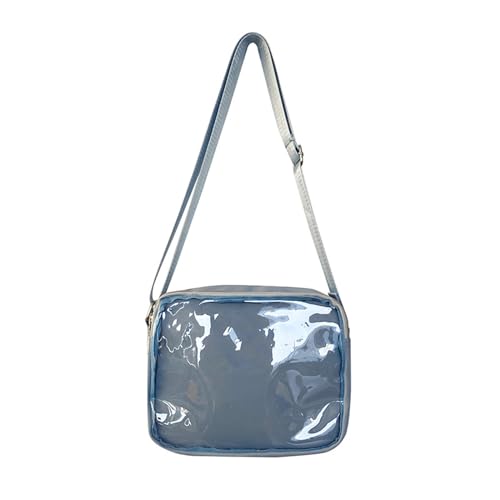 BABYVIVA Tasche für Damen, japanischer Stil, Schulmädchen, niedlich, transparent, Kuriertasche, Anime-Abzeichen, Display, Schultertasche, Umhängetasche, Umhängetasche für Frauen, blau, 20*10*18cm von BABYVIVA