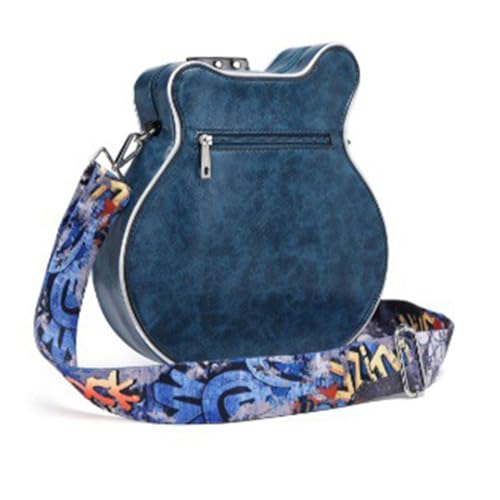 BABYVIVA Tasche für Damen, kleine Schultertaschen, kreative Gitarrenform, Crossbody-Tasche, Reißverschluss, PU-Tasche für Mädchen, Damen, verstellbarer Schultergurt, dunkelblau, As shown in the von BABYVIVA