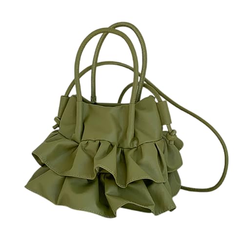 BABYVIVA Tasche für Damen, koreanische Mode, plissiert, Umhängetasche, leicht, PU-Leder, Schultertasche, Eimertasche, Sling Pack für den täglichen Gebrauch, grün, As shown in the picture (error 1-3cm) von BABYVIVA