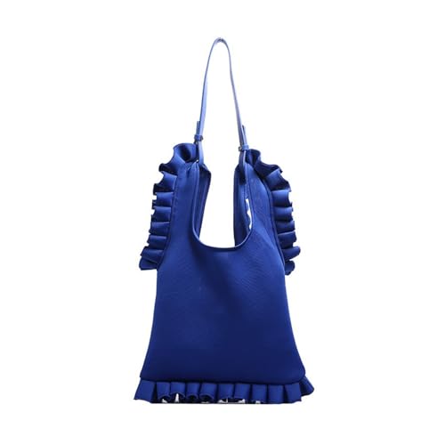 BABYVIVA Tasche für Damen, koreanischer Stil, modisch, plissiert, Rüschenbesatz, Unterarmtasche, helle Farbe, großes Fassungsvermögen, Schultertasche, Handtasche, Geldbörse, blau, As shown in the von BABYVIVA