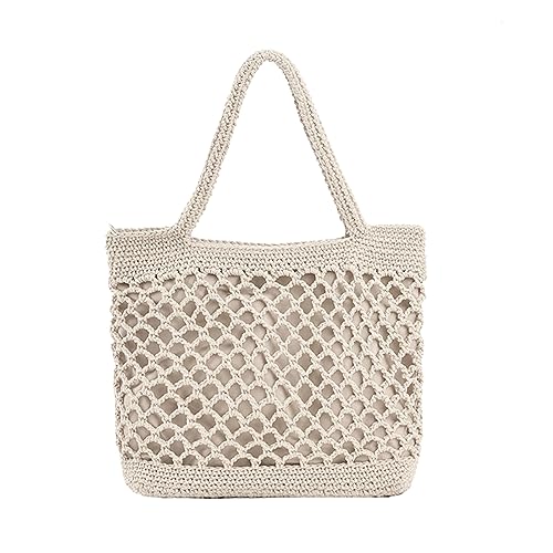 BABYVIVA Tasche für Damen, lässige Handtaschen, ausgehöhlte Stricktasche, große Kapazität, vielseitige Schultertaschen, beige, As shown in the picture (error 1-3cm) von BABYVIVA