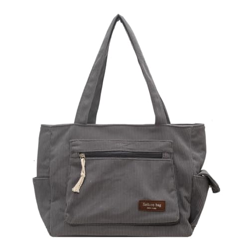 BABYVIVA Tasche für Damen, lässige Tasche, Cord-Handtaschen, große Kapazität, Umhängetasche, Studenten, Schultasche, Einkaufen, Dating, Tasche für Arbeit, Reisen, grau, As shown in the picture (error von BABYVIVA