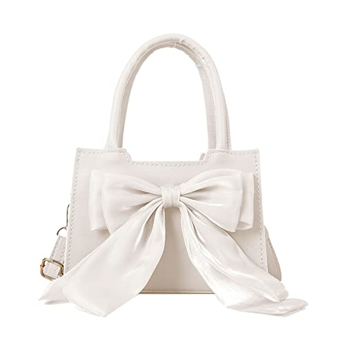 BABYVIVA Tasche für Damen, lässige Umhängetasche, Leder, kleine quadratische Tasche, Schleife, Handtasche mit Reißverschluss, Überraschungsgeschenk für Muttertag, Valentinstag, beige, As shown in the von BABYVIVA