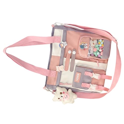 BABYVIVA Tasche für Damen, lässige Umhängetasche, süße Cartoon-Handtasche, großes Fassungsvermögen, Kuriertasche, Studenten-Schultasche, weibliche Crossbody-Tasche, hellviolett, 31*31*10cm von BABYVIVA