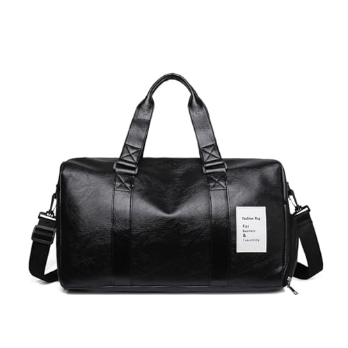 BABYVIVA Tasche für Damen, leichte Reisetasche für kurze Reisen, Fitness, Duffle-Tasche für Sport, Wochenenden, Übernachtung, PU-Handtasche, Turnbeutel für Damen und Herren, Schwarz , 40*24*24cm von BABYVIVA