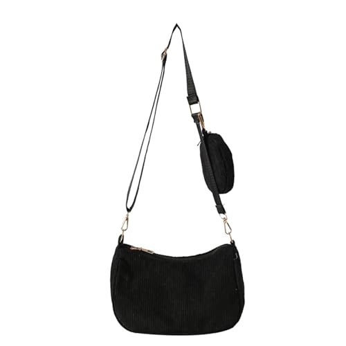 BABYVIVA Tasche für Damen, modisch, einfarbig, Cord, Unterarmtasche mit Münzgeldbörse, Schultertasche, Crossbody-Tasche für Shopping, Dating, Arbeit, Schwarz , As shown in the picture (error 1-3cm) von BABYVIVA