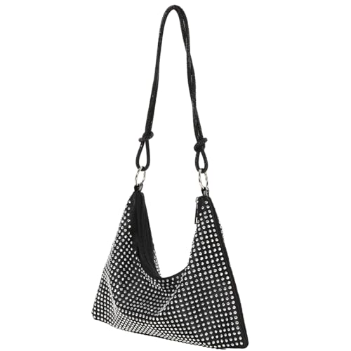 BABYVIVA Tasche für Damen, modische Abend-Handtasche, funkelnde Umhängetasche, passend zu Schultertasche, Kuriertasche, Strass, Clutch, Geldbörsen, Schwarz , 30*20*1cm von BABYVIVA