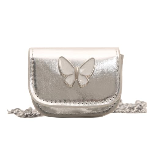 BABYVIVA Tasche für Damen, modische Geldbörse, Abendtasche mit Crossbody-Kette, niedlicher Schmetterling, tragbar, Münzbörse, Lippenstift, Kopfhörer-Organizer, silber, As shown in the picture (error von BABYVIVA