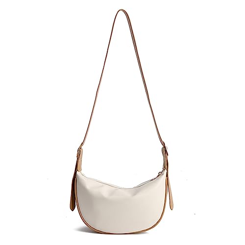 BABYVIVA Tasche für Damen, modische Tasche, Achseltasche, PU-Crossbody-Tasche für Mädchen, Frauen, Halbmond-Taschen, Damen-Geldbörse, Unterarm-Tragetasche, Weiß / Braun, As shown in the picture (error von BABYVIVA