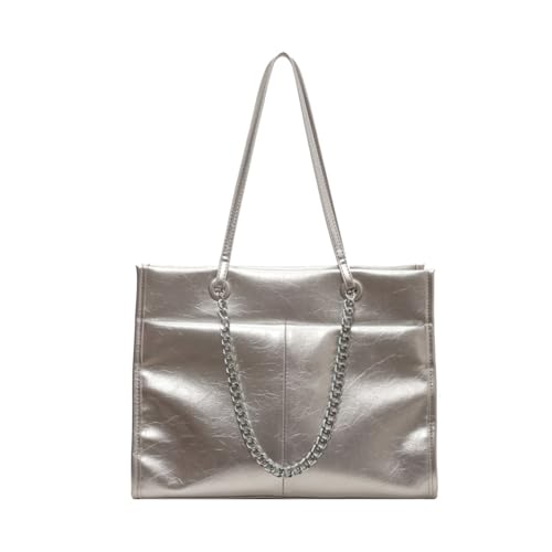 BABYVIVA Tasche für Damen, modische Unterarm-Schultertasche, Handtasche, einfarbig, Schultertasche für Damen, Mädchen, Arbeit, Dating, Reisen, silber, As shown in the picture (error 1-3cm) von BABYVIVA