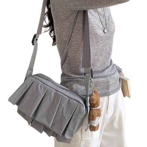 BABYVIVA Tasche für Damen, modische und praktische Damen-Handtasche, Crossbody-Tasche mit plissierter Textur, auffälliger Nylon-Schulter-Geldbörse, grau, As shown in the picture (error 1-3cm) von BABYVIVA