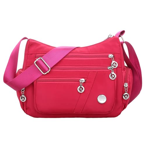 BABYVIVA Tasche für Damen, stilvolle Nylon-Umhängetasche für Damen, modische und praktische Tasche für vielbeschäftigte Mütter, rosarot, 28*11*20cm von BABYVIVA