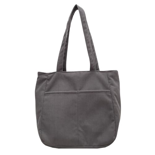 BABYVIVA Tasche für Damen, stilvolle Umhängetasche aus Cord mit Reißverschluss, große Kapazität, Handtasche für Damen, perfekt für Arbeit, Schule und Reisen, grau, As shown in the picture (error von BABYVIVA