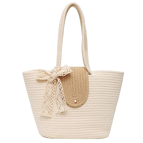 BABYVIVA Tasche für Damen, stilvolle gewebte Stroh-Handtasche für Damen, Schultertasche, perfekt für Urlaub und Urlaub, beige, As shown in the picture (error 1-3cm) von BABYVIVA