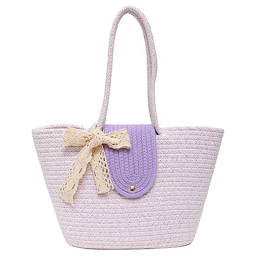 BABYVIVA Tasche für Damen, stilvolle gewebte Stroh-Handtasche für Damen, Schultertasche, perfekt für Urlaub und Urlaub, violett, As shown in the picture (error 1-3cm) von BABYVIVA