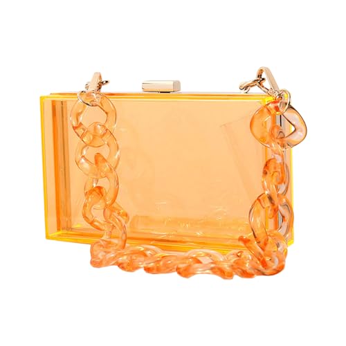 BABYVIVA Tasche für Damen, stilvolle transparente Box für formelle Anlässe, modische und Abendtasche, perfekt für Partys und Hochzeiten, Orange, Reference picture information von BABYVIVA