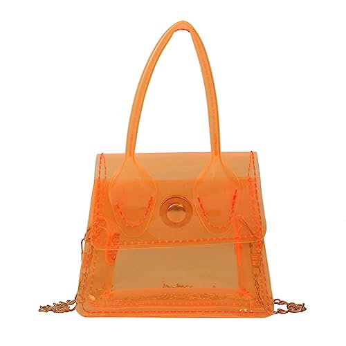 BABYVIVA Tasche für Damen, transparent, Gelee, klein, quadratisch, PVC, Umhängetasche, transparente Umhängetasche, modische Handtasche, Orange, As shown in the picture (error 1-3cm) von BABYVIVA