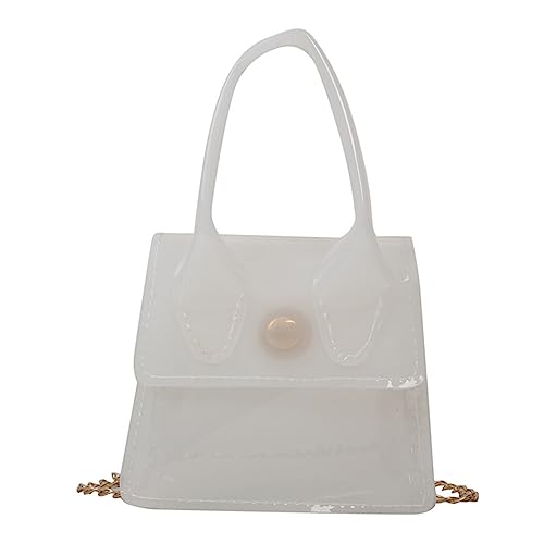 BABYVIVA Tasche für Damen, transparent, Gelee, klein, quadratisch, PVC, Umhängetasche, transparente Umhängetasche, modische Handtasche, weiß, As shown in the picture (error 1-3cm) von BABYVIVA