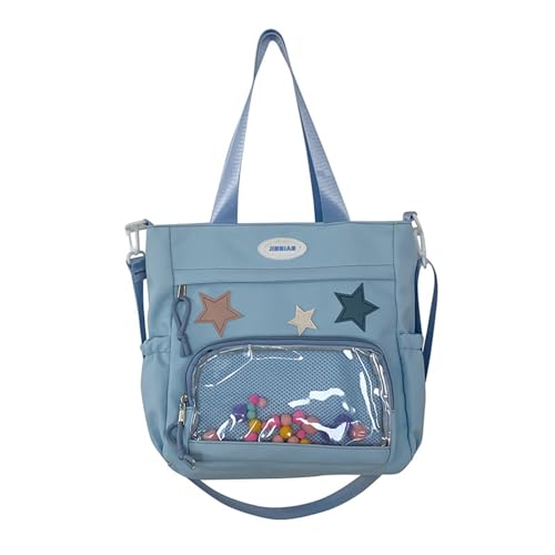 BABYVIVA Tasche für Damen, transparente Tasche mit Fächern, durchsichtige Umhängetasche, Nylon, Crossbody-Tasche für den täglichen Gebrauch, hellblau, 27*30*14cm von BABYVIVA