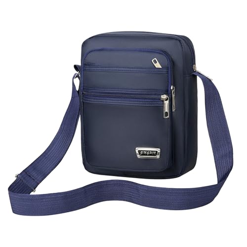 BABYVIVA Tasche für Damen und Herren, Multi-Reißverschluss, Kuriertasche, multifunktional, lässig, leicht, Umhängetasche, Business-Tasche, Sechs Reißverschlüsse, Blau, 25*20*7cm von BABYVIVA