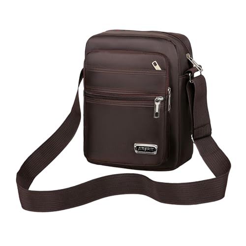 BABYVIVA Tasche für Damen und Herren, Multi-Reißverschluss, Kuriertasche, multifunktional, lässig, leicht, Umhängetasche, Business-Tasche, Sechs Reißverschlüsse, Braun, 25*20*7cm von BABYVIVA