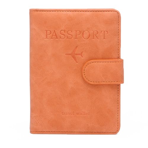 BABYVIVA Tasche für Frauen, Reisepasshülle mit Blockierung PU Leder Reisepass Hülle Organizer Reise Wallet Case Organizer für Männer & Frauen, Orange, 11*1*14.8cm von BABYVIVA